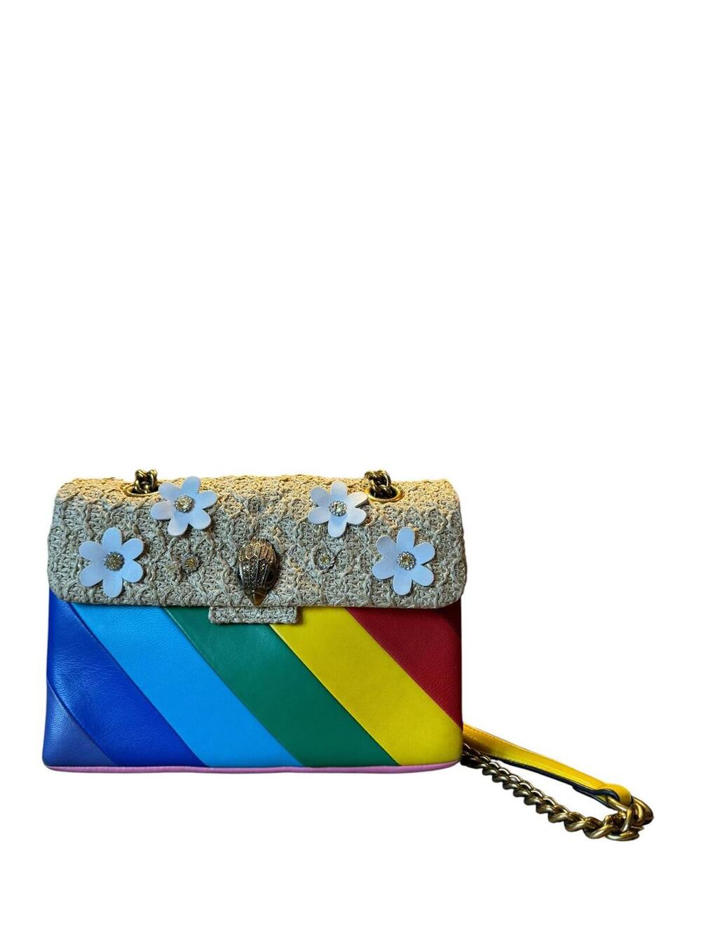 Kurt Geiger Rainbow Tweed Flower Chain Shoulder Bag - Picture 4 of 9